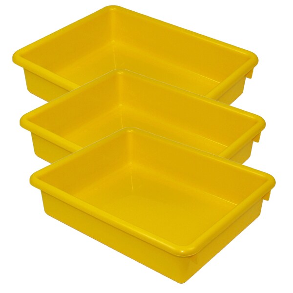 Romanoff Stowaway® 3in Letter Tray no Lid, Yellow, PK3 ROM15103